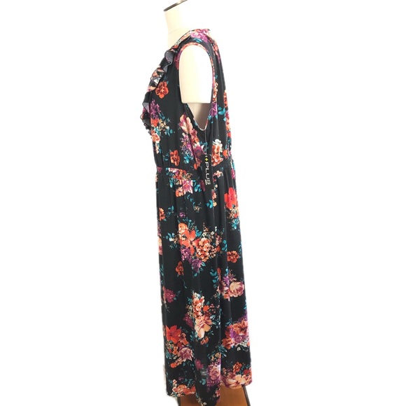 NWT Plus Moda Maxi Dress Floral Ruffle Collar 3X - Picture 5 of 9